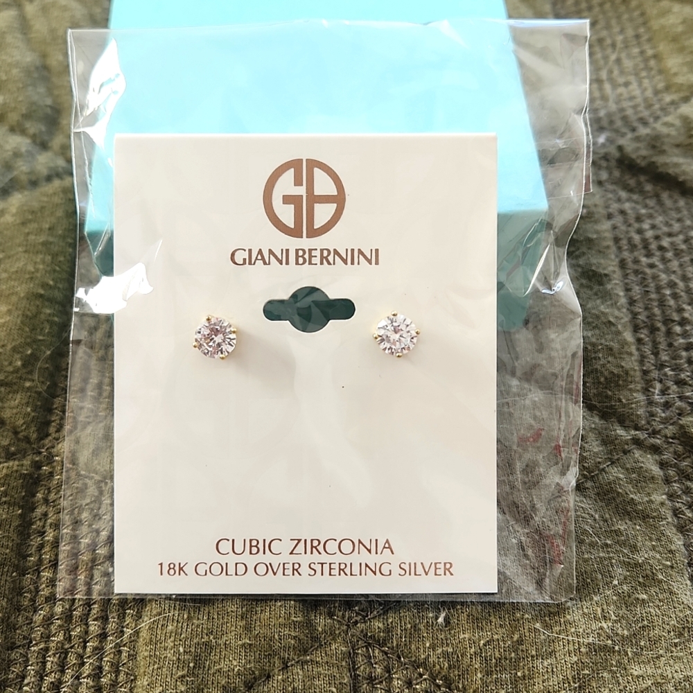 Giani Bernini Cubic Zirconia 18k gold over sterling silver stud earrings